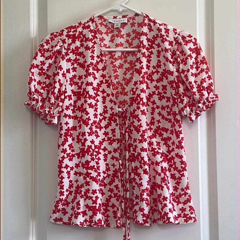 Top Shop floral print tie shirt